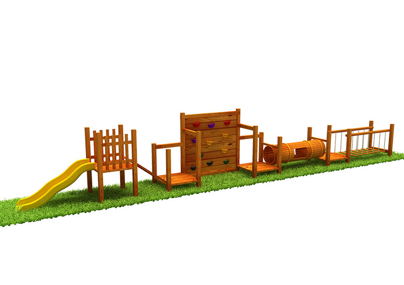 Wooden Kindergarten Preschool Play Equipment Climging Net Slide Outdoor Play Set